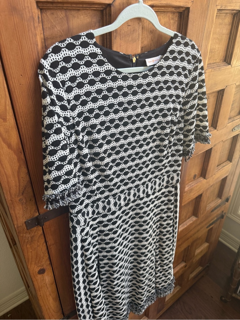 Tory Burch Black and White Knit Midi Dress